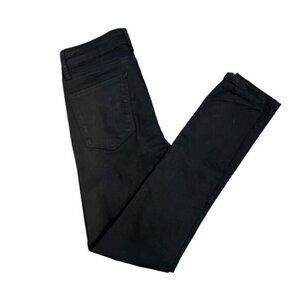 DSTLD High Rise Skinny Denim Jeans Slit Knee Black Womens Size 29 inch x 30 inch